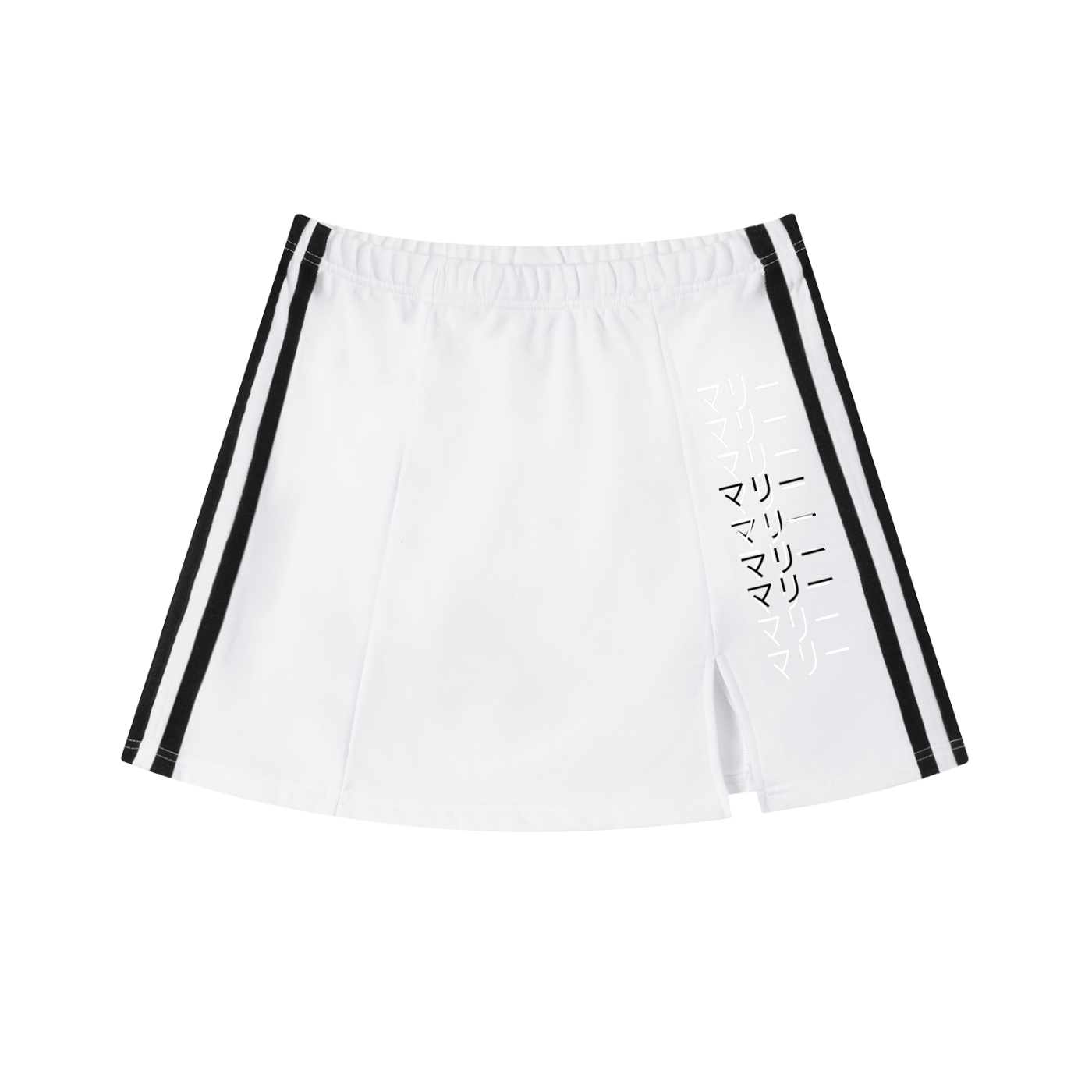 Contrast Side Stripe Slit Skirt