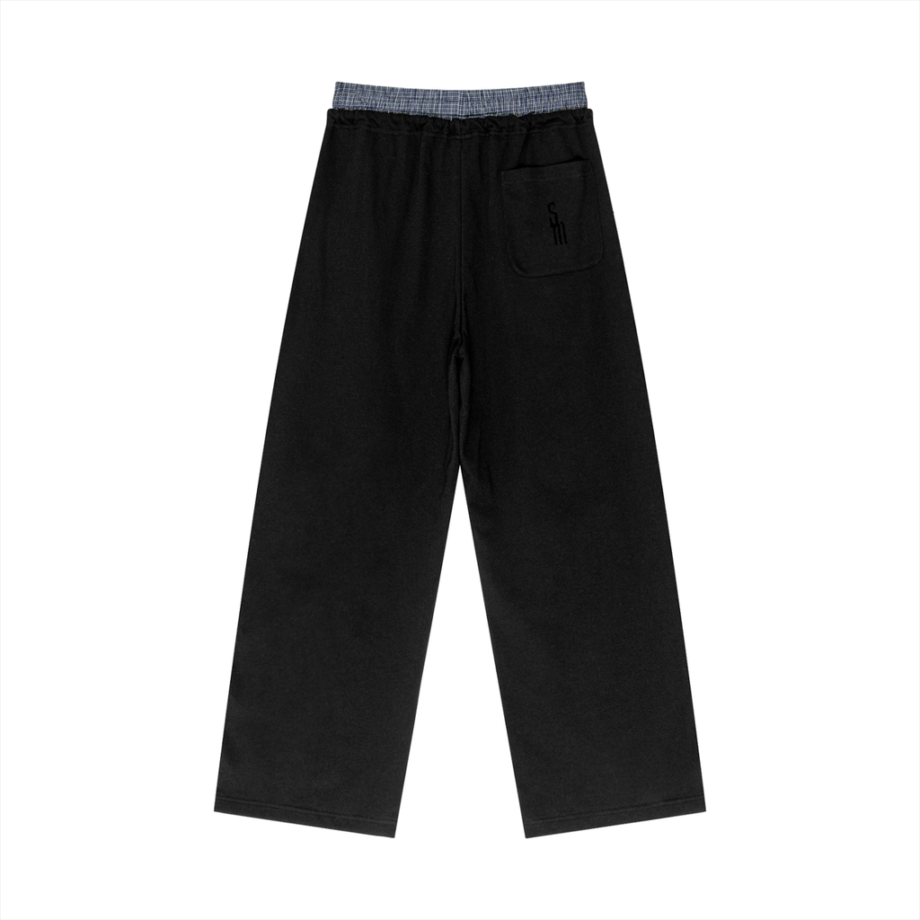 Plaid Contrast Waist Pants