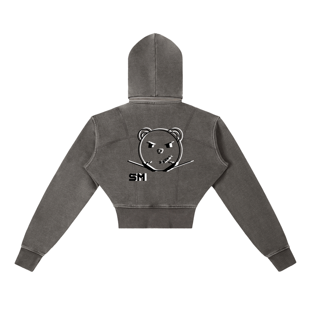 Vintage Washed Cropped Fleece Hoodie