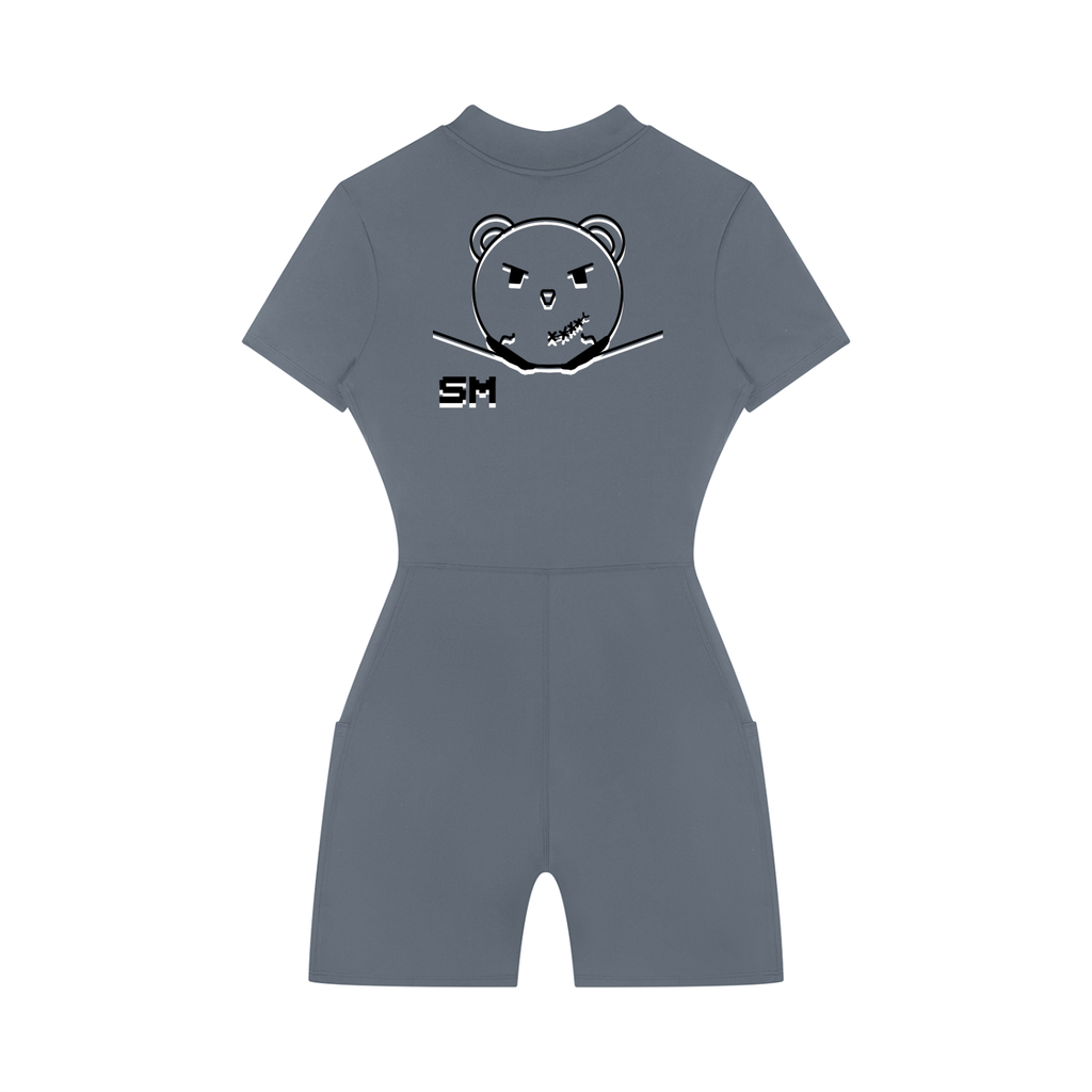 Women's Quarter-Zip Short Sleeve Romper