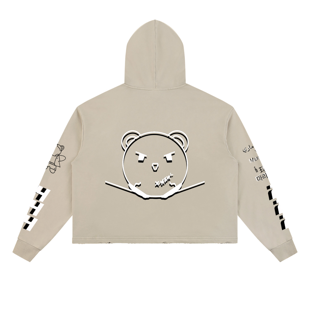 Vintage Washed Frayed-Hem Hoodie