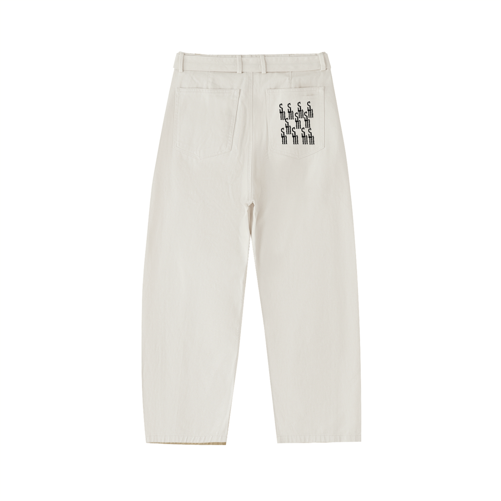 Belted Barrel-leg Chino Pants