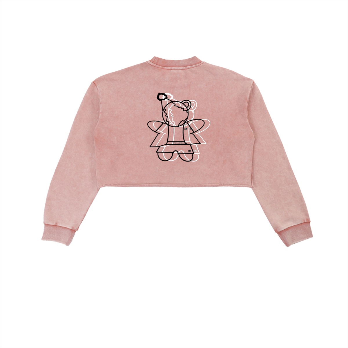 Snow Washed Raw Edge Cropped Sweatshirt