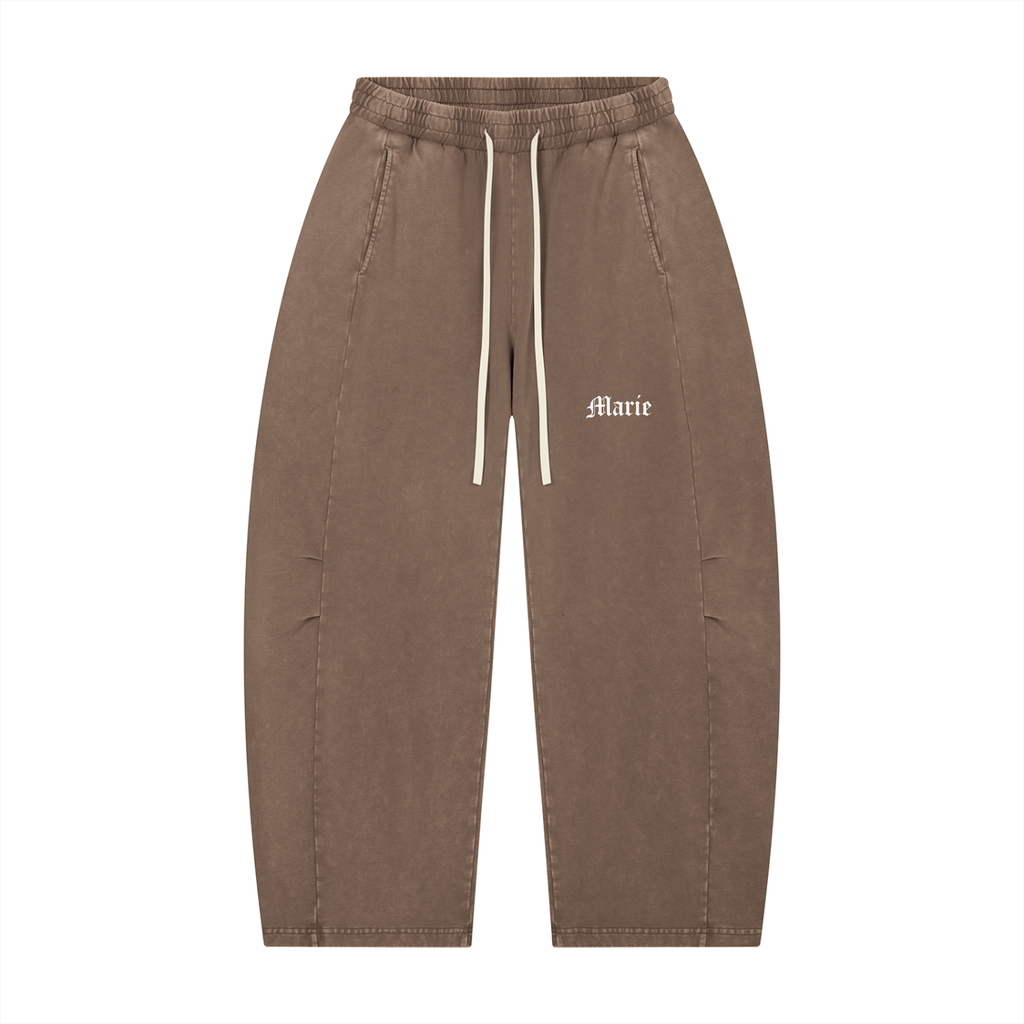 Unisex Mineral Wash Barrel Leg Pants