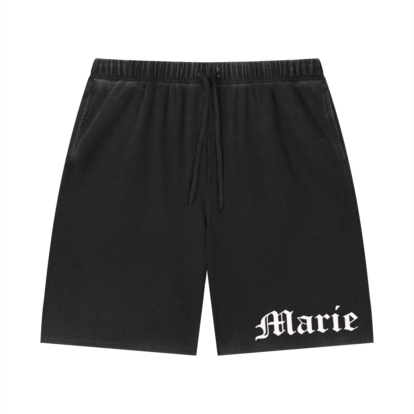 Unisex Vintage Wash Sunfade Waffle Raw Hem Shorts