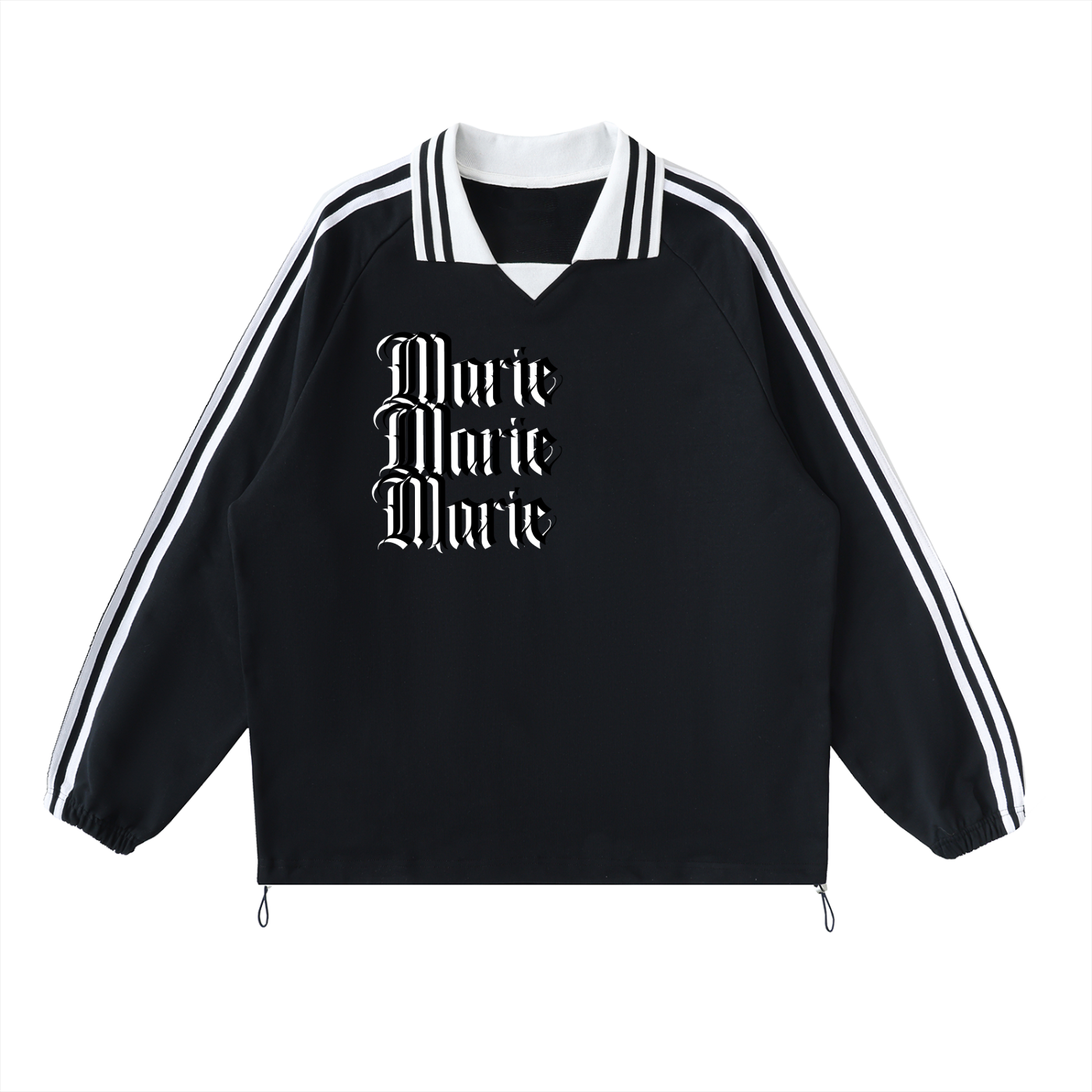Contrast Striped Lapel Collar Sweatshirt