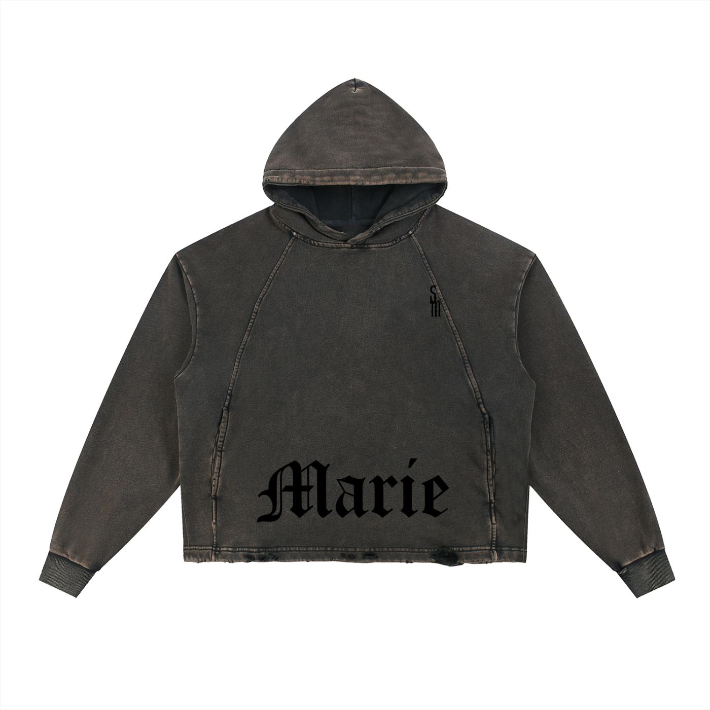 Vintage Washed Frayed-Hem Hoodie