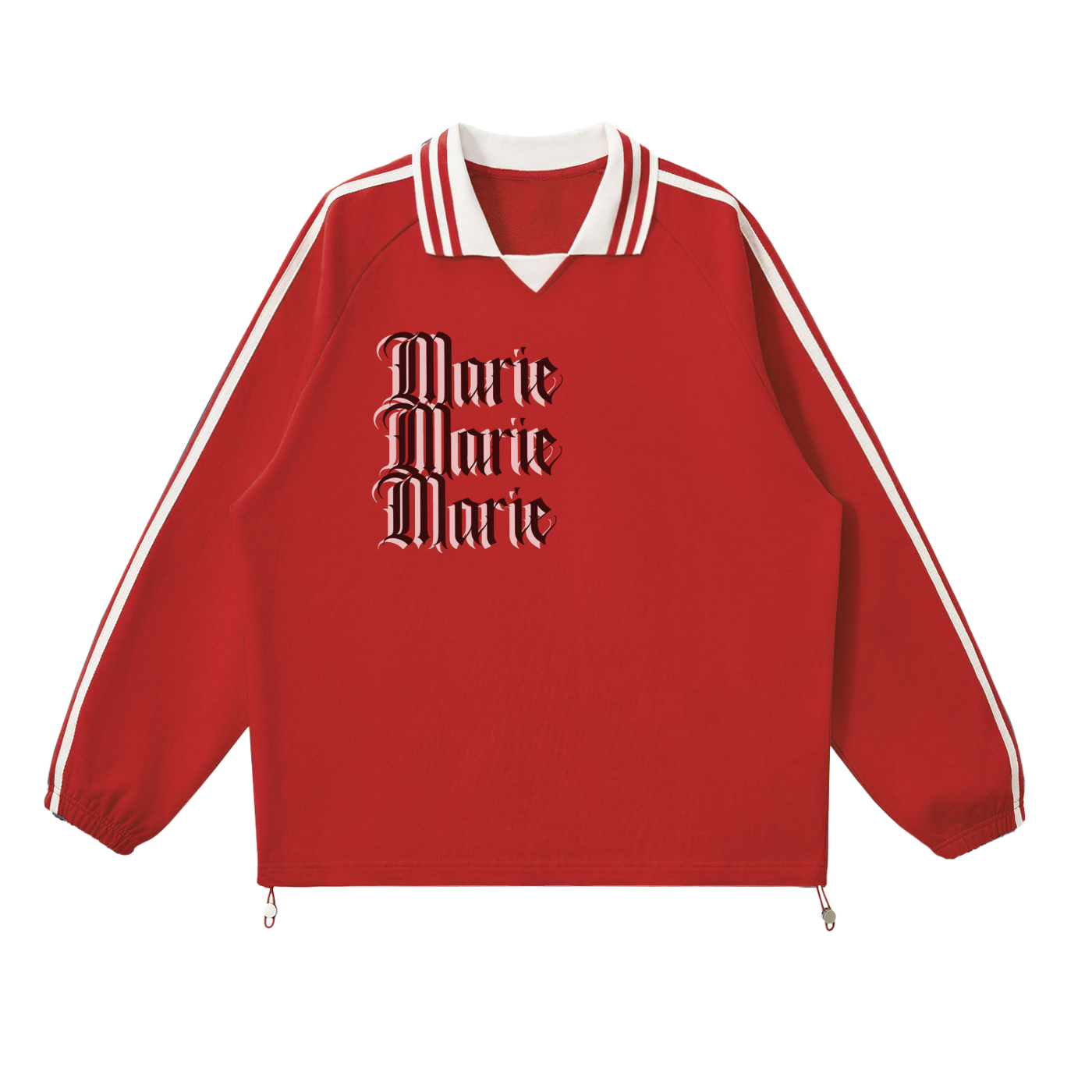 Contrast Striped Lapel Collar Sweatshirt