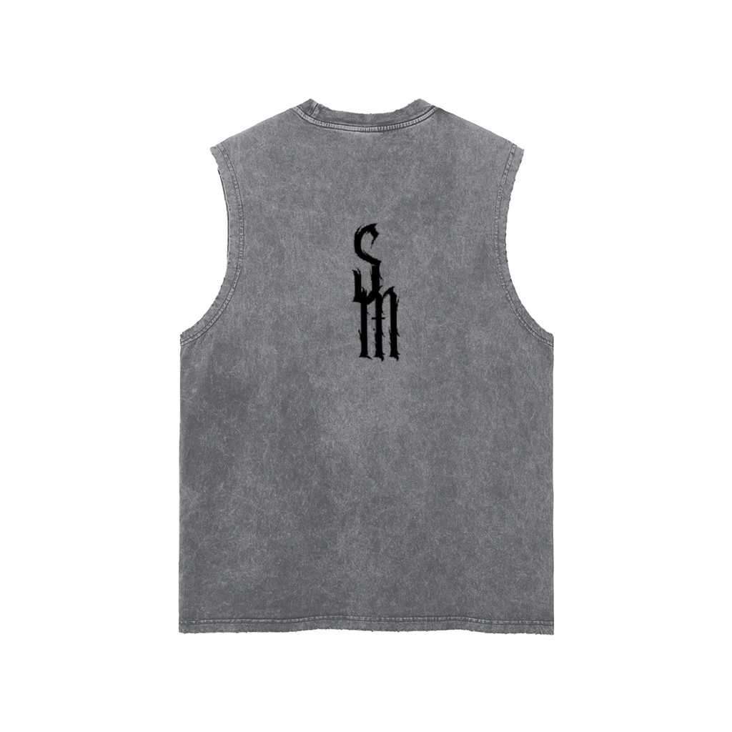 Snow Washed Frayed Hem Tank Top