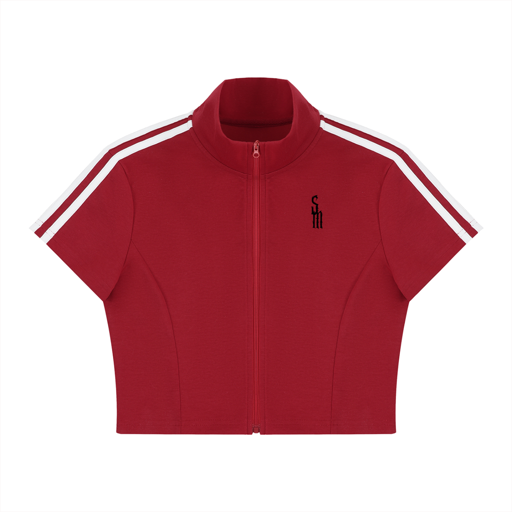 Women's Cropped Full Zip Short Sleeve T-Shirt