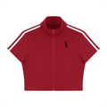 Women's Cropped Full Zip Short Sleeve T-Shirt