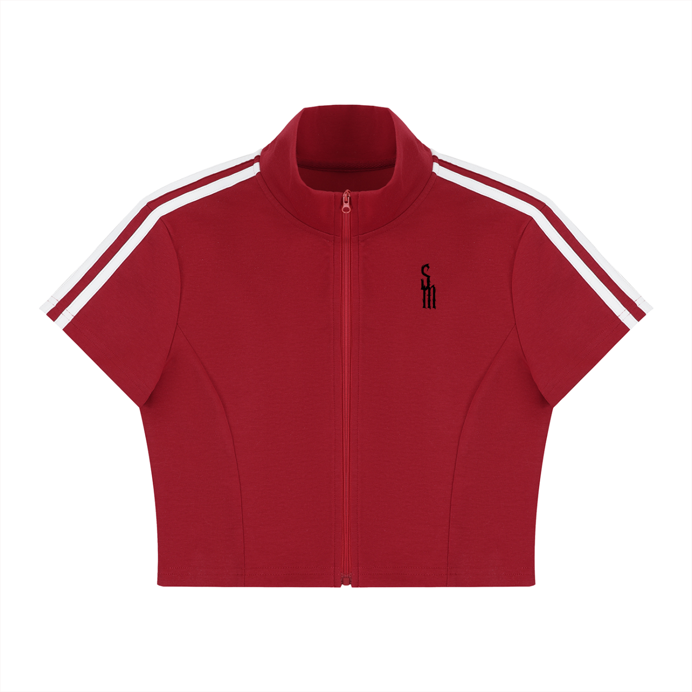 Women's Cropped Full Zip Short Sleeve T-Shirt
