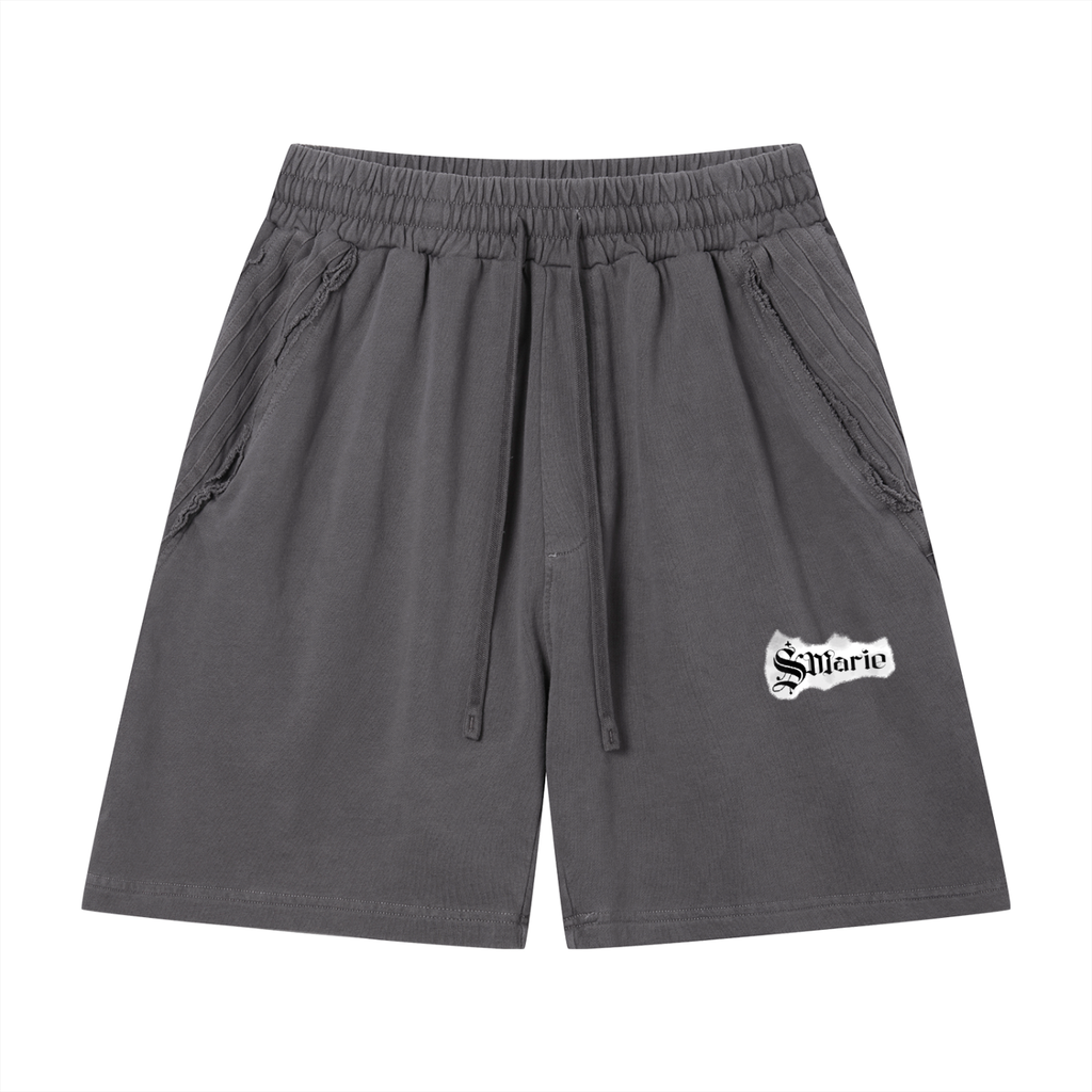 Unisex Vintage Wash Raw Edge Shorts