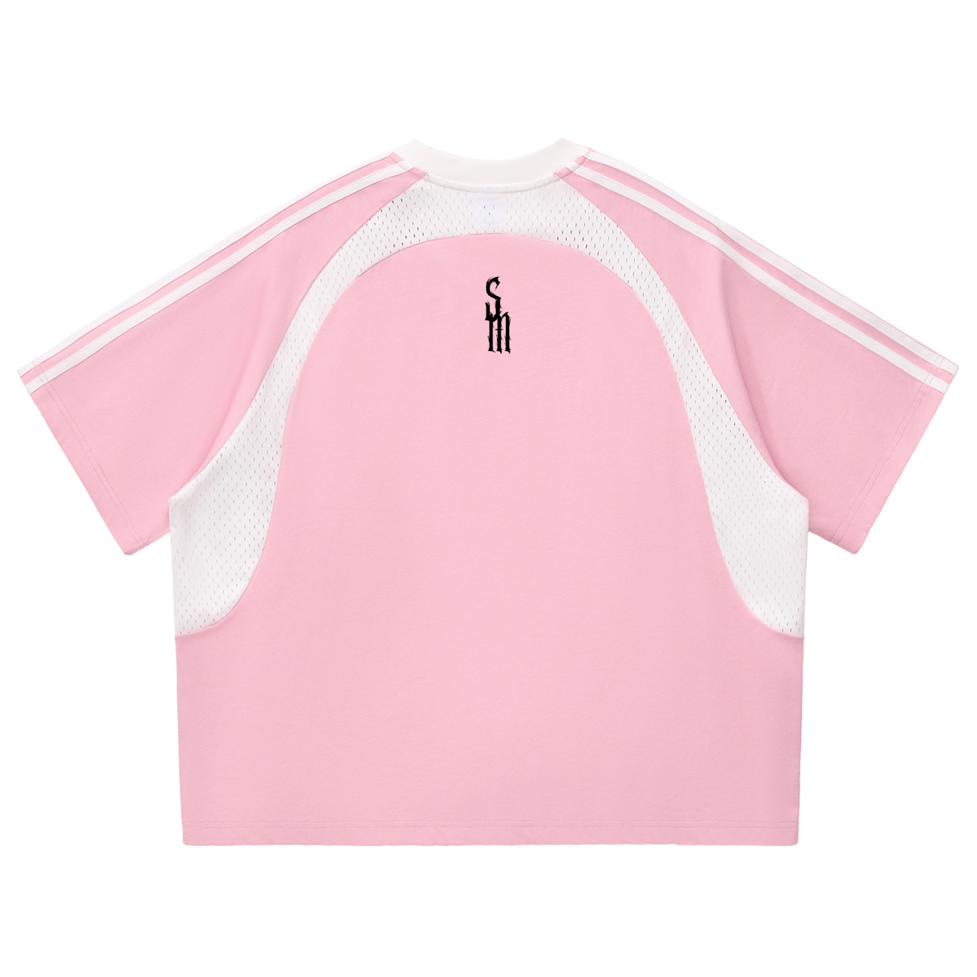 Contrast Stripes Panel Mesh T-shirt