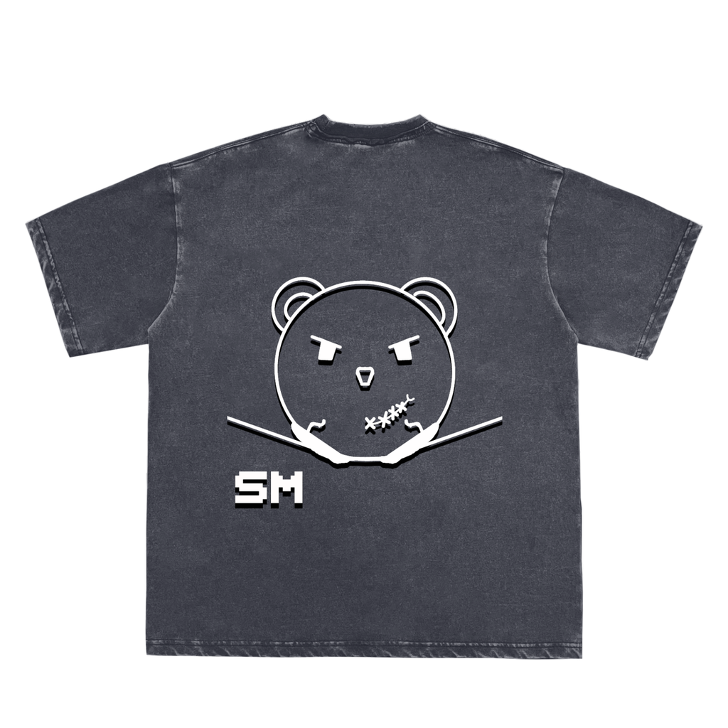 Snow Washed Raw-Edge Neckline T-Shirt