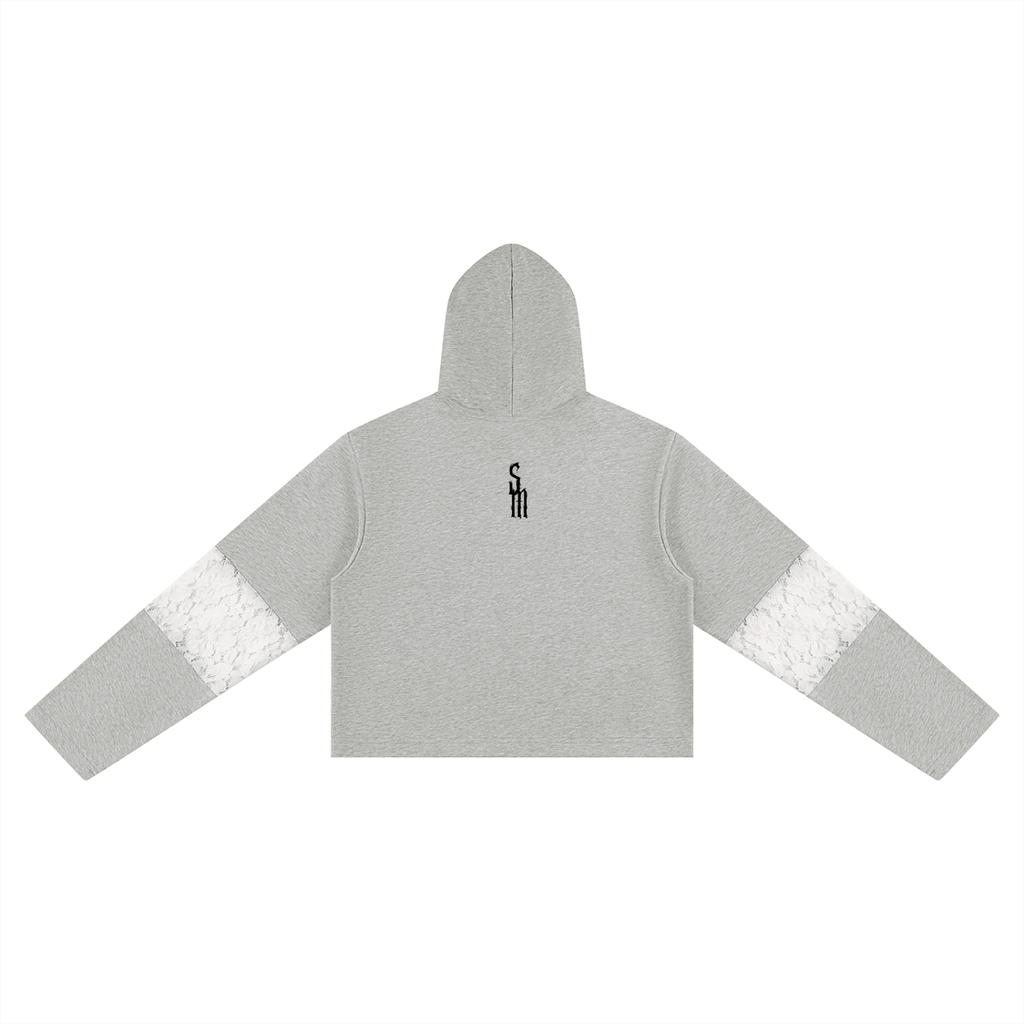 Women’s Cropped Lace-Panel Hoodie
