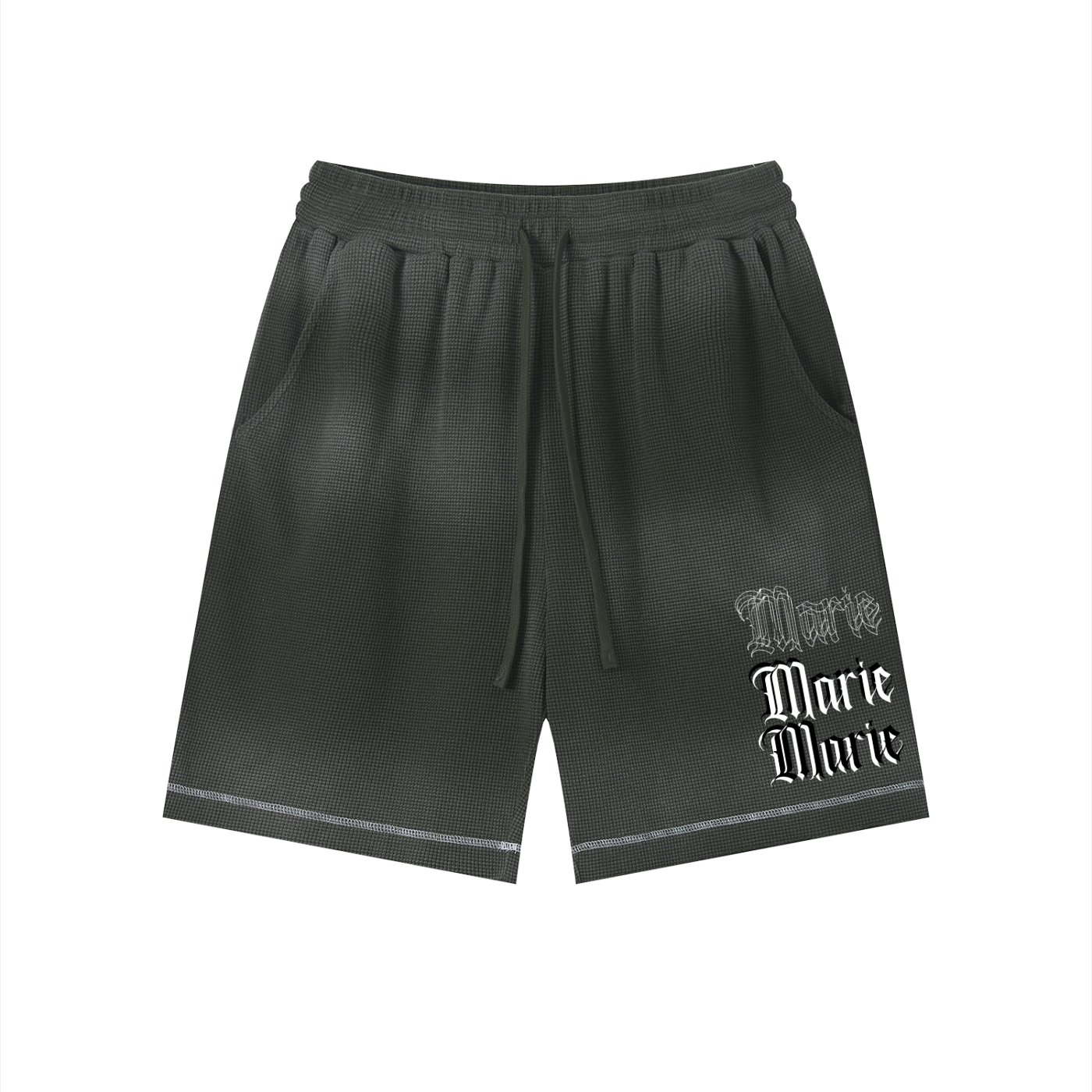 Unisex Sunfade Waffle Raw Hem Shorts