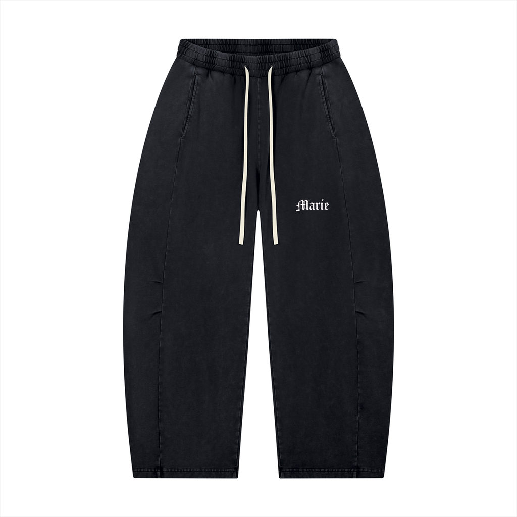 Unisex Mineral Wash Barrel Leg Pants