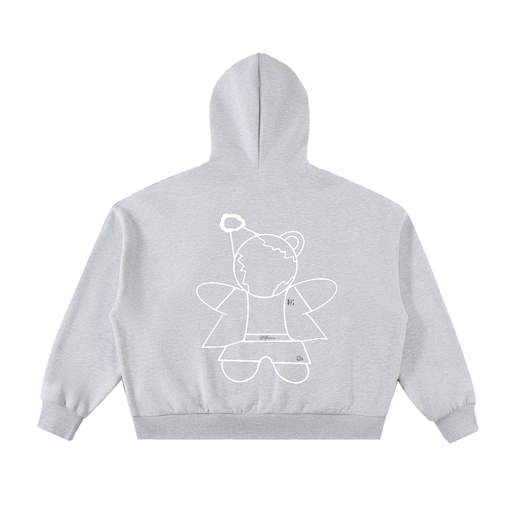 Fleeced Full-Zip Boxy Hoodie