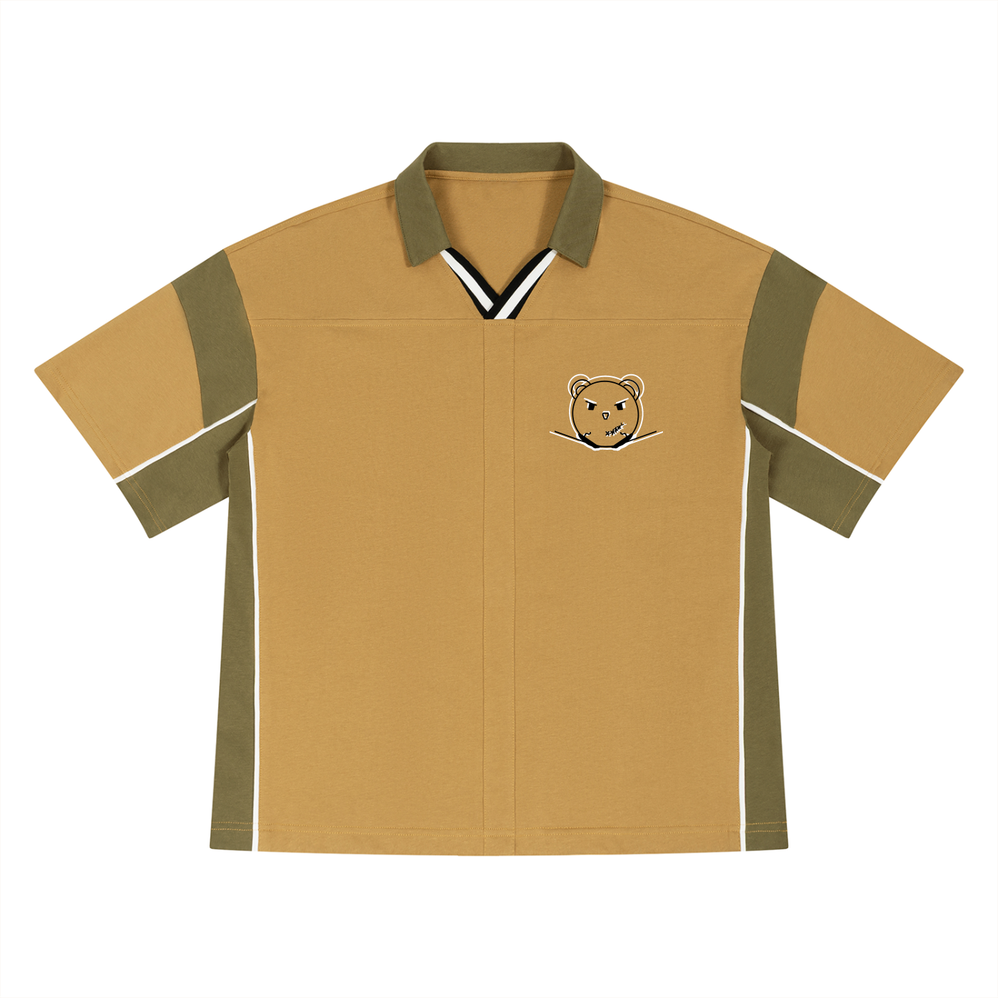 Unisex Boxy Color Block Polo Shirt