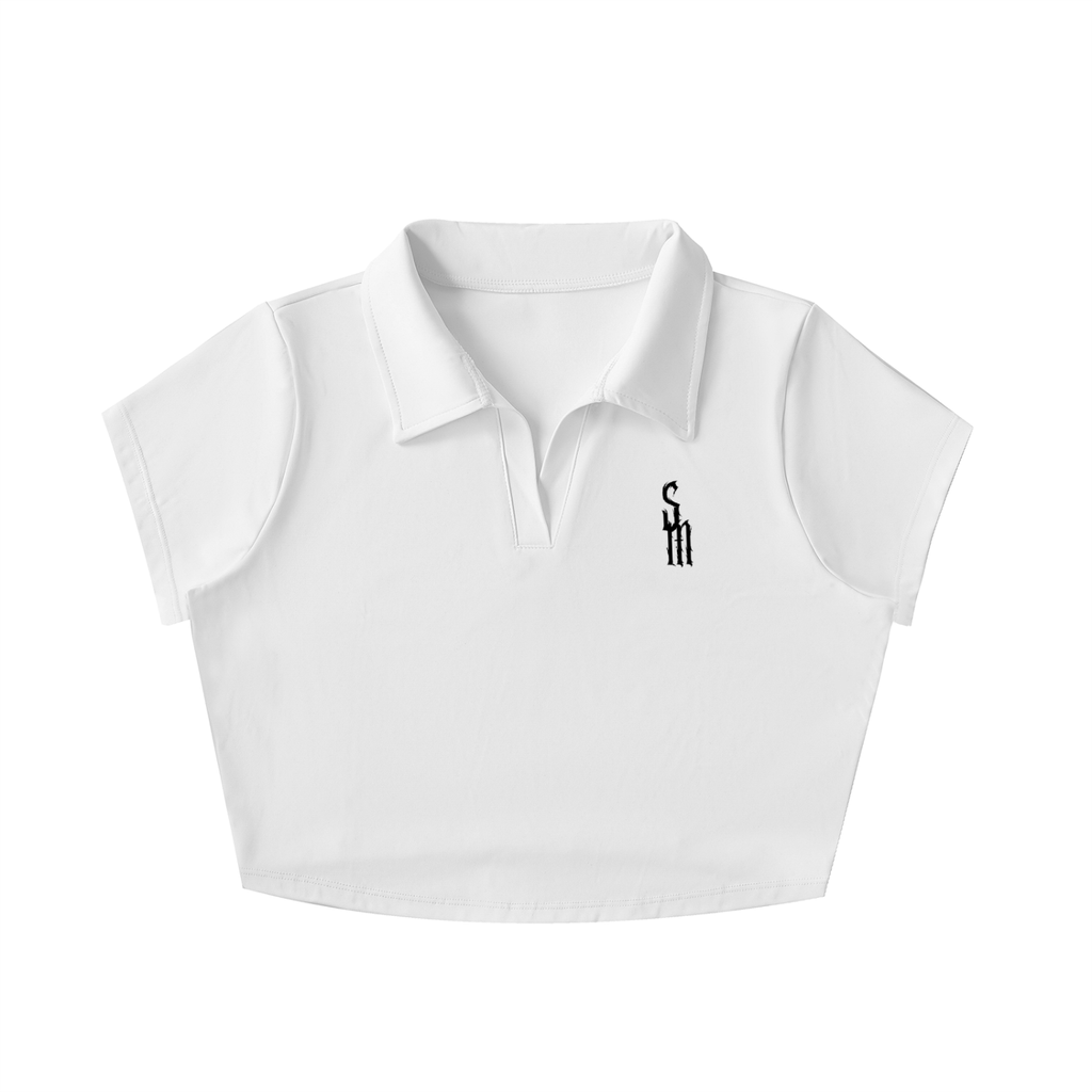 V-Neck Lapel Crop Top