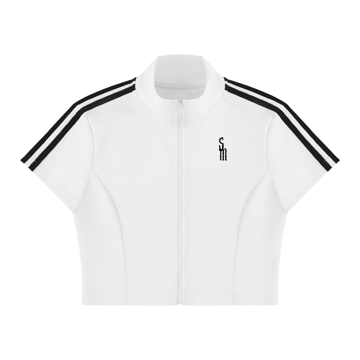 Women's Cropped Full Zip Short Sleeve T-Shirt