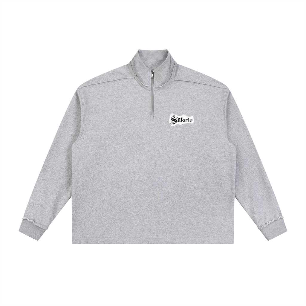 Half-Zip Rolled Edge Fleece Sweatshirt
