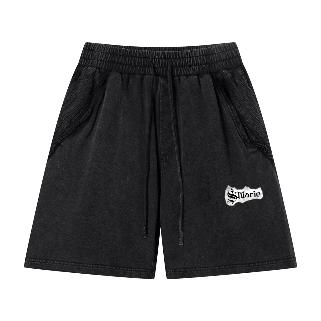 Unisex Vintage Wash Raw Edge Shorts
