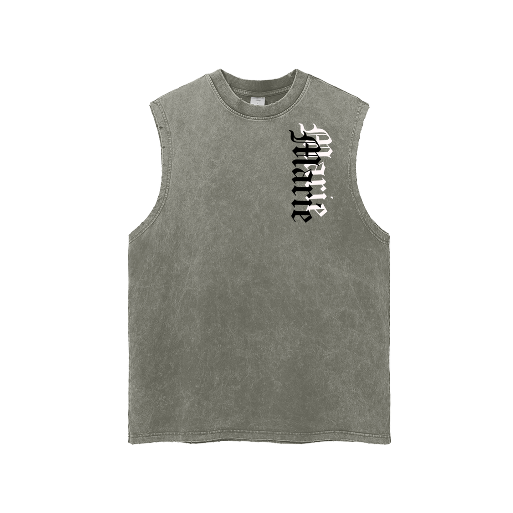 Snow Washed Frayed Hem Tank Top