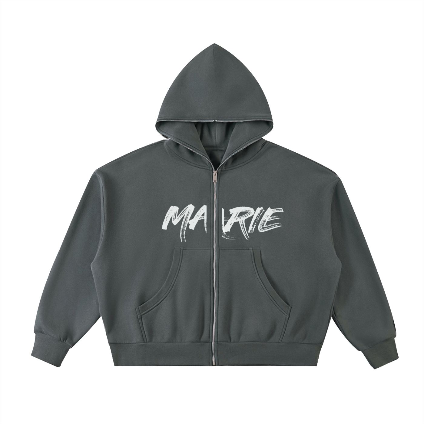 Fleeced Full-Zip Boxy Hoodie