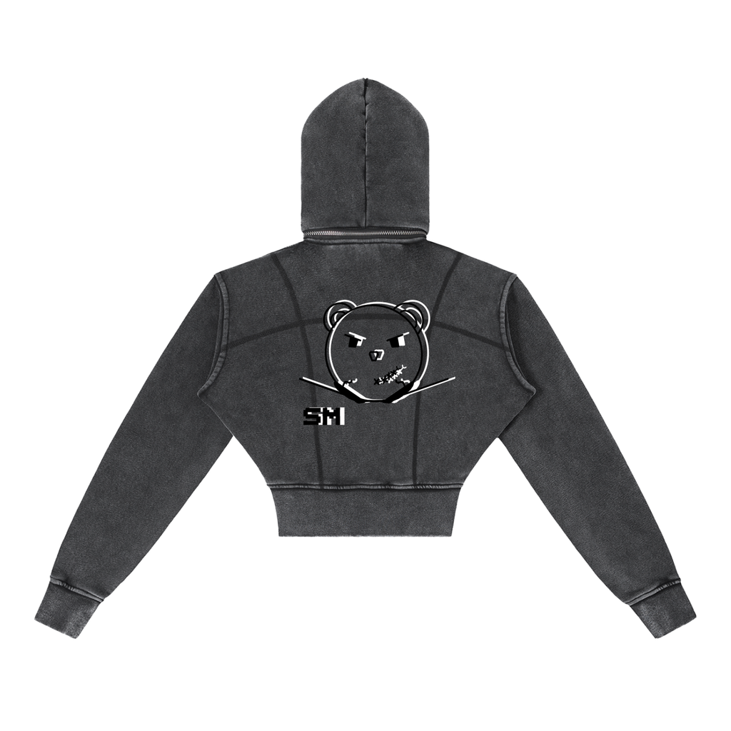 Vintage Washed Cropped Fleece Hoodie