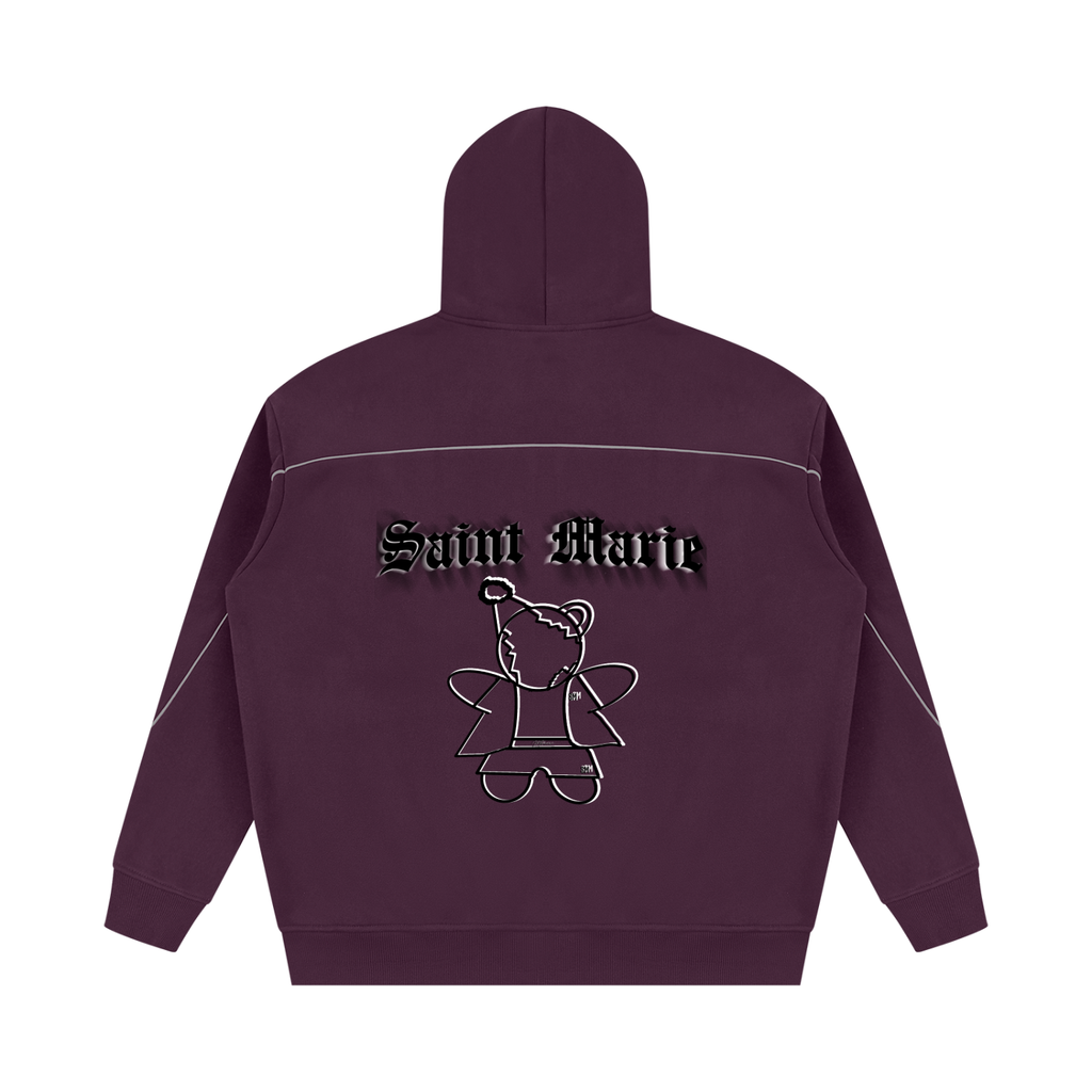 Unisex Oversized Piping Fleece Hoodie