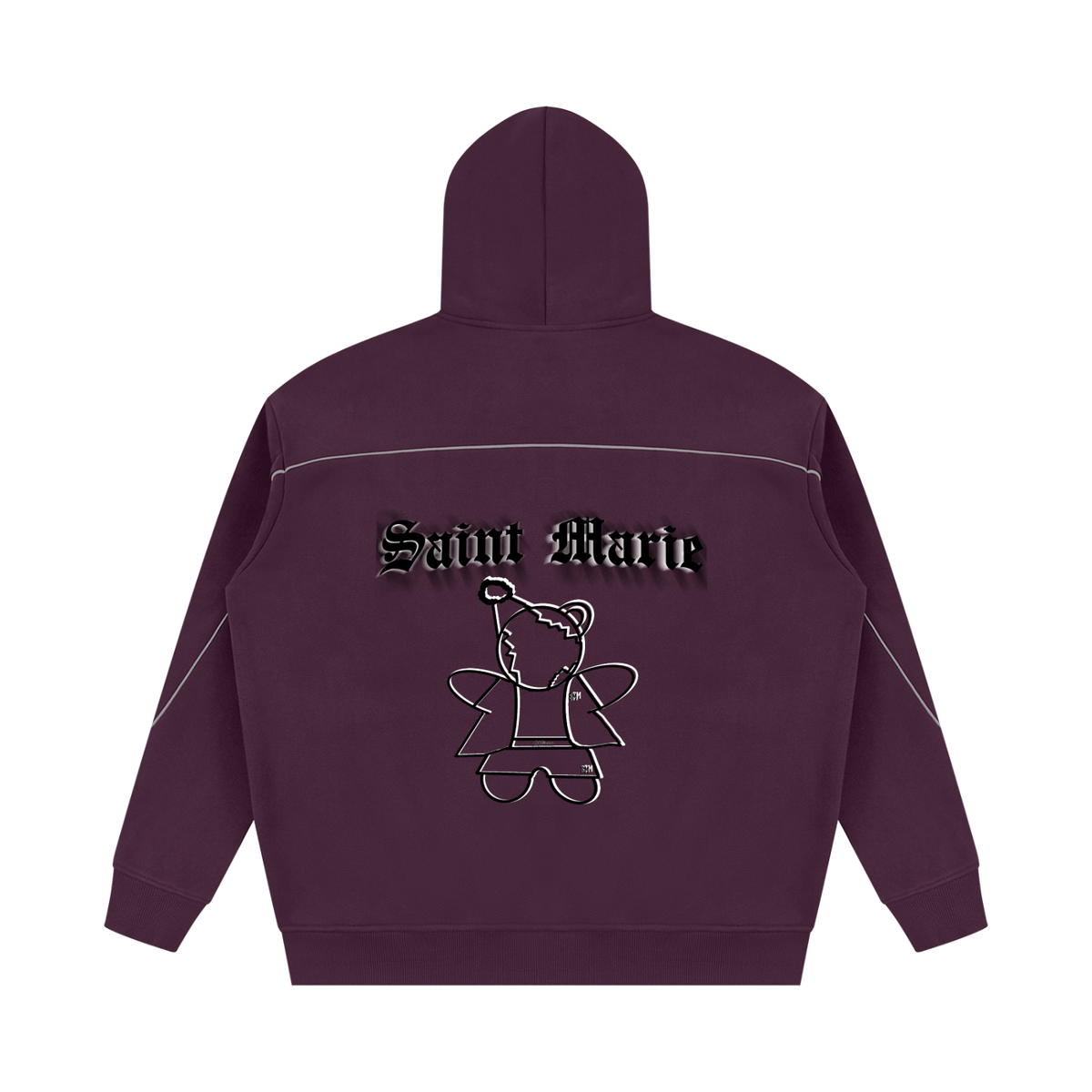 Unisex Oversized Piping Fleece Hoodie