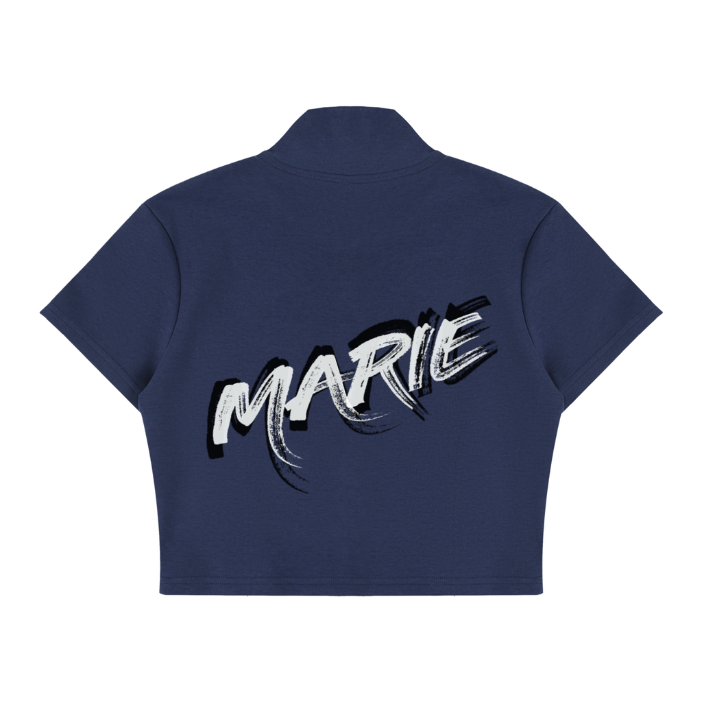 Women's Cropped Full Zip Short Sleeve T-Shirt