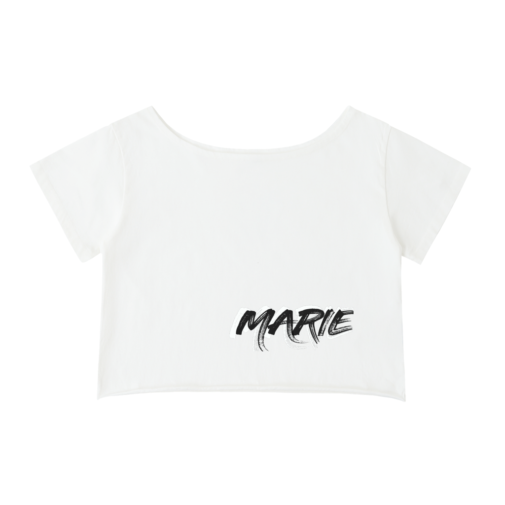Off-Shoulder Rolled Hem Cotton T-Shirt