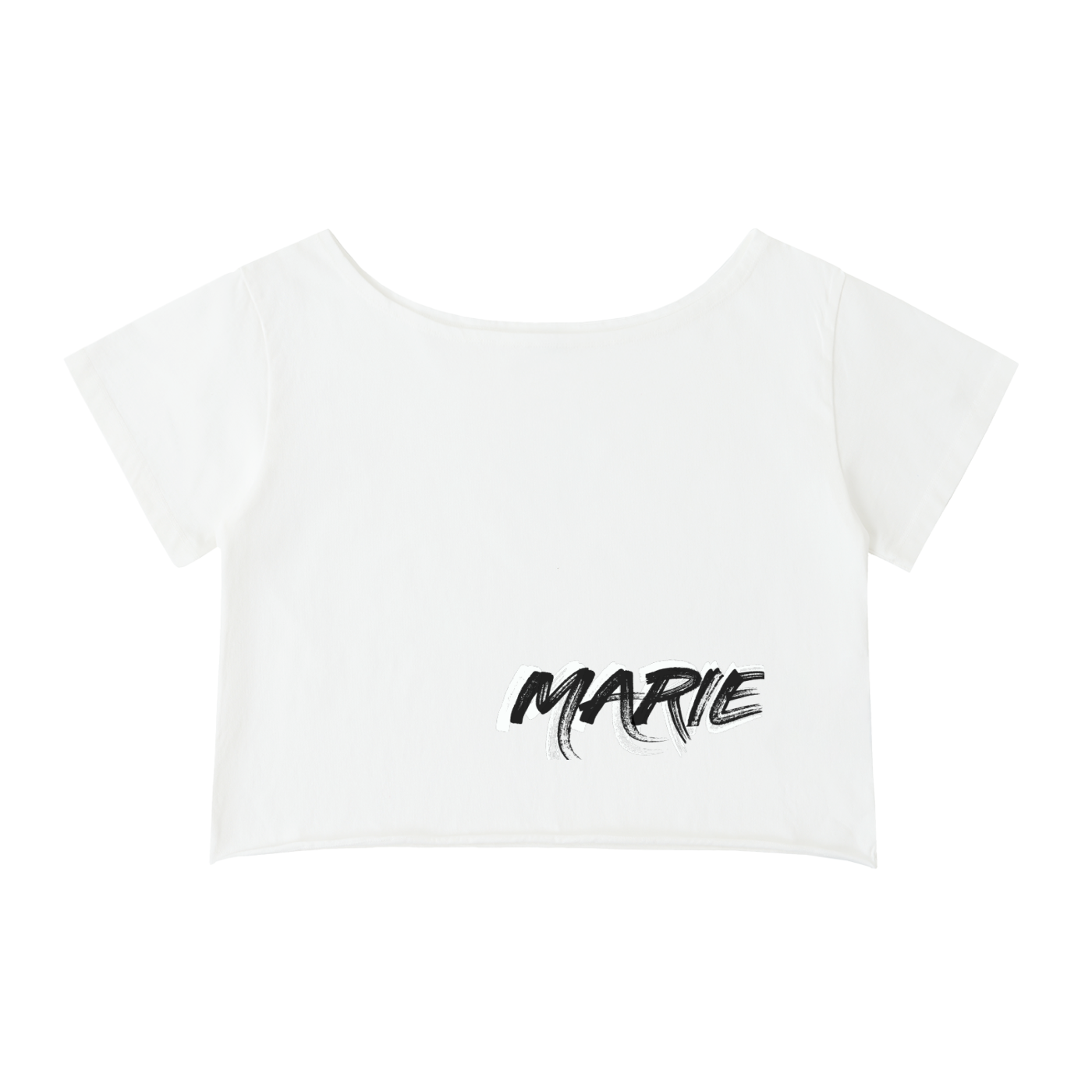 Off-Shoulder Rolled Hem Cotton T-Shirt