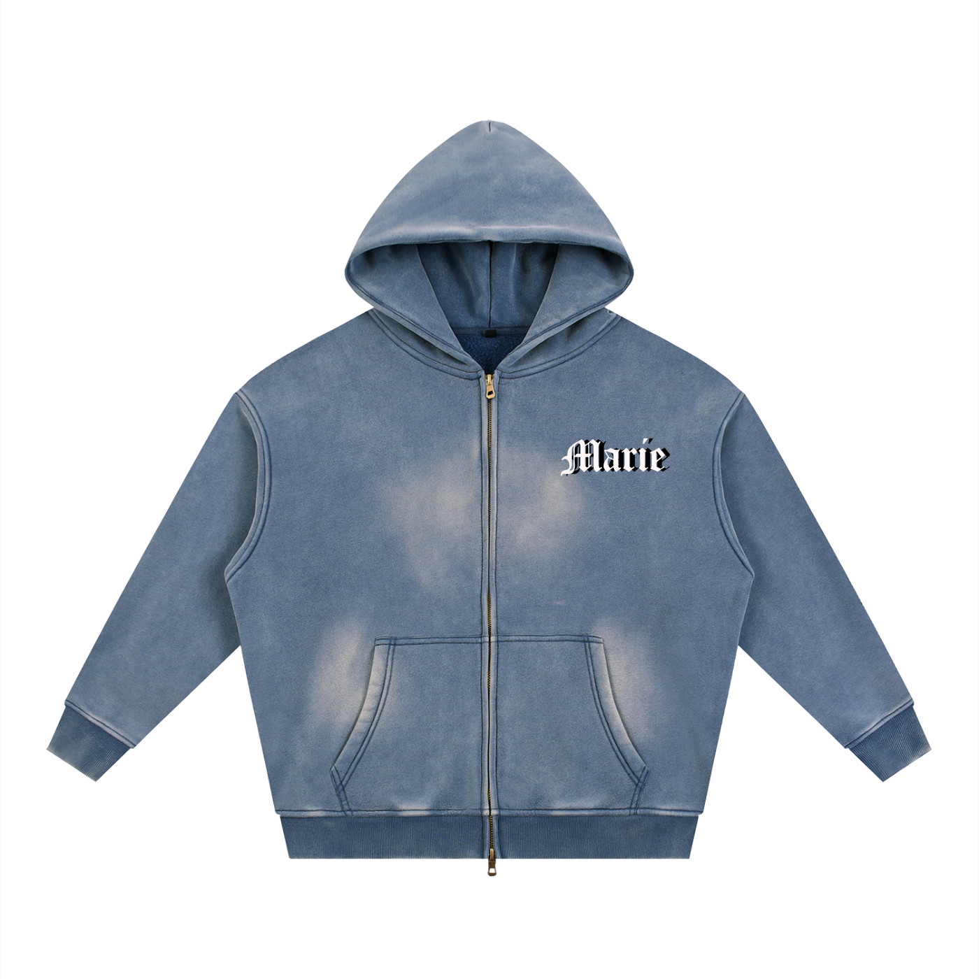 Sunfade Two-way Zipper Boxy Fleece Hoodie