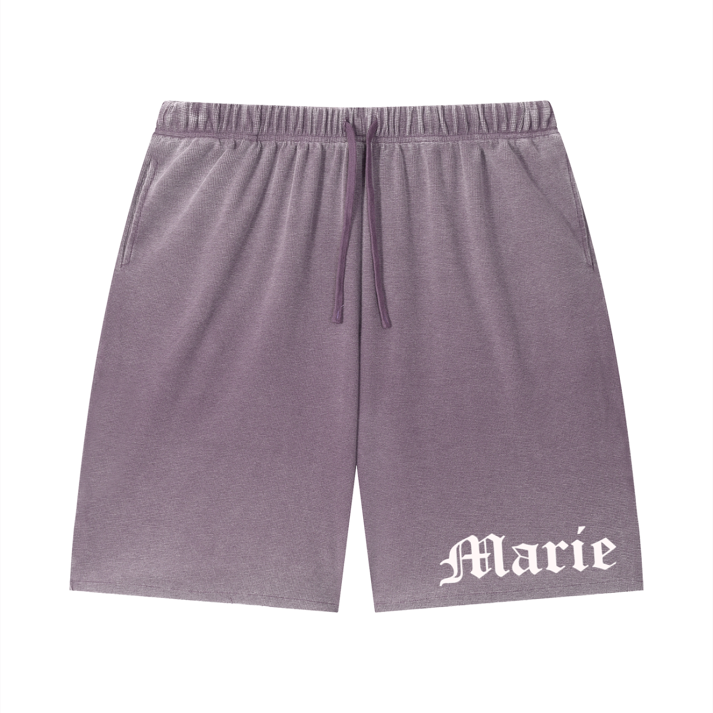 Unisex Vintage Wash Sunfade Waffle Raw Hem Shorts