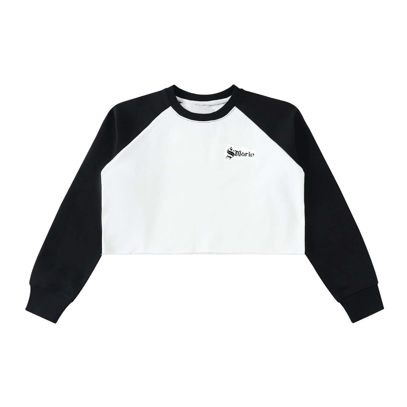Raw-Hem Color-Block Raglan Crop Sweatshirt