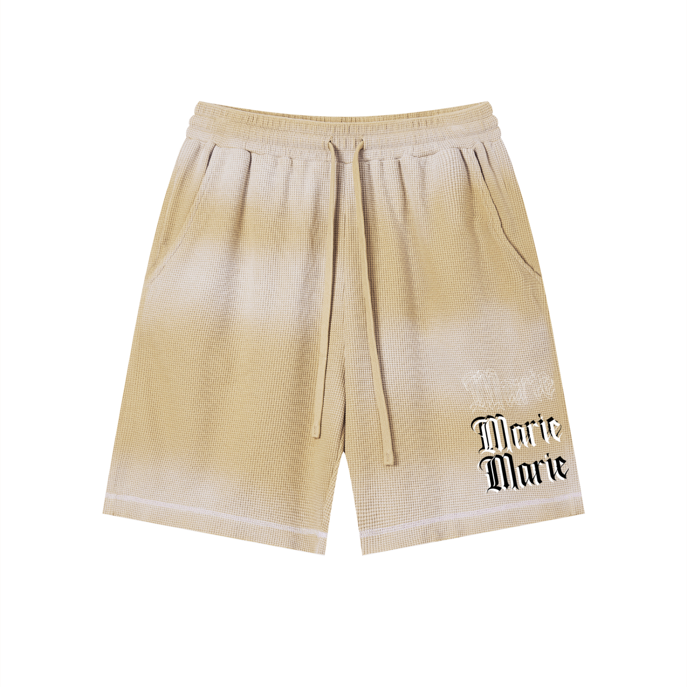 Unisex Sunfade Waffle Raw Hem Shorts