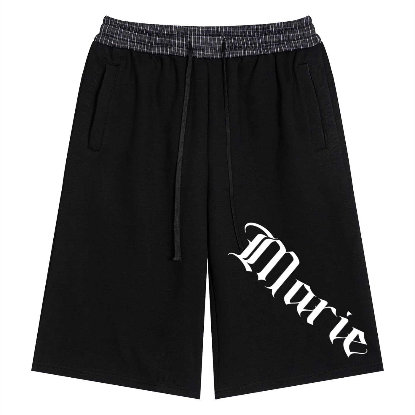 Unisex Plaid Waistband Shorts
