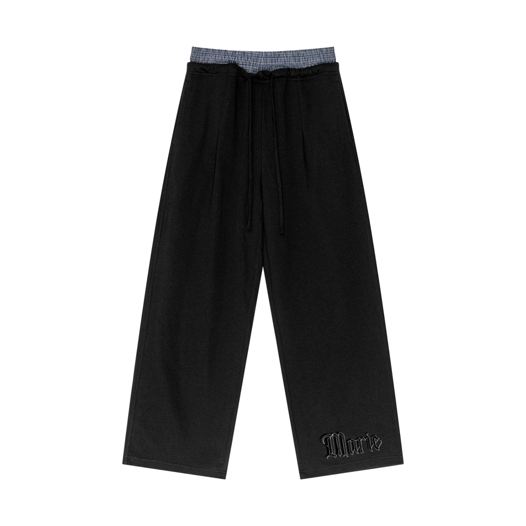 Plaid Contrast Waist Pants