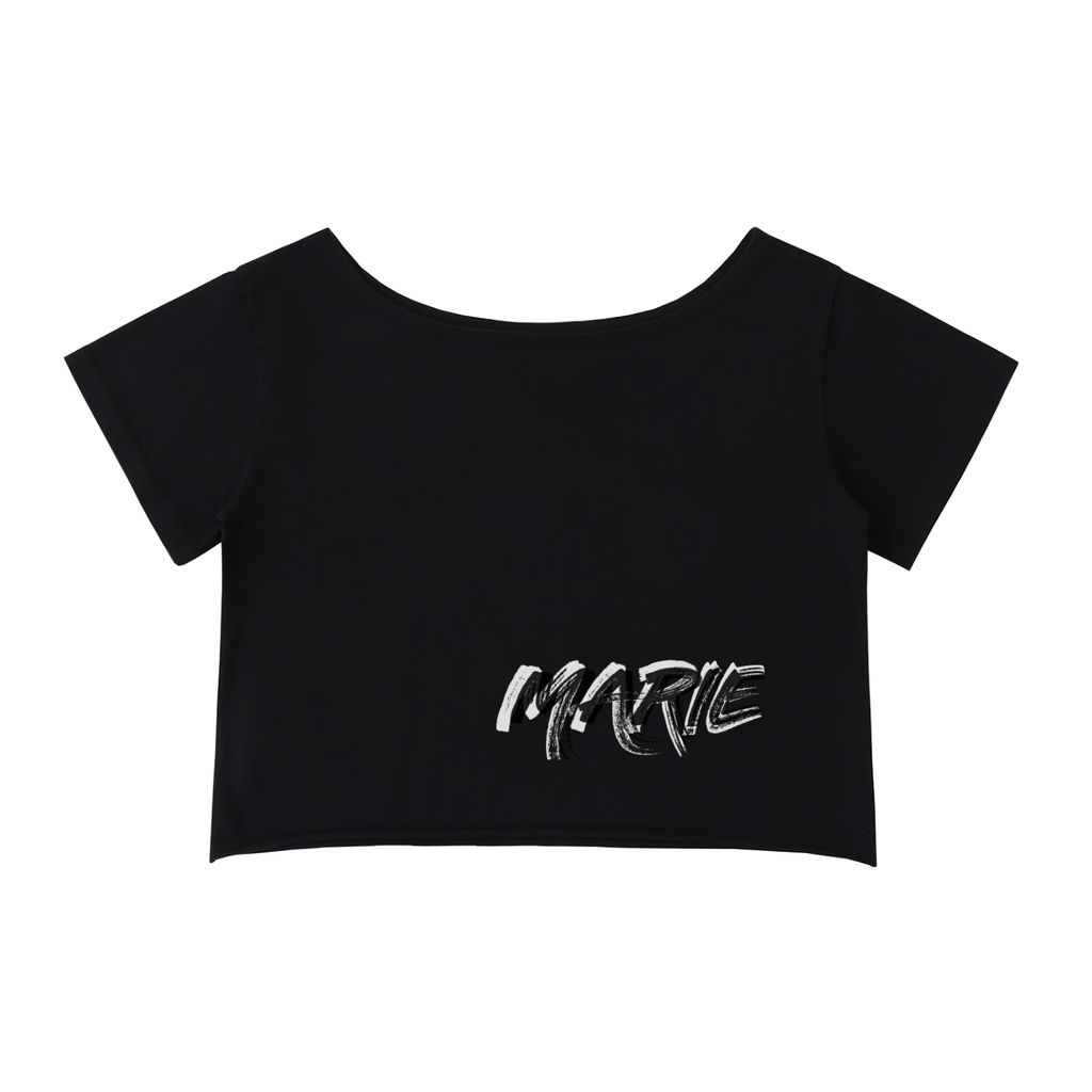 Off-Shoulder Rolled Hem Cotton T-Shirt