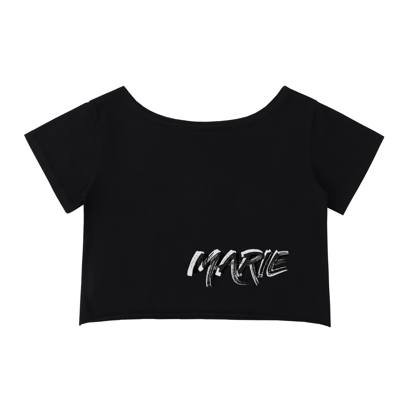 Off-Shoulder Rolled Hem Cotton T-Shirt