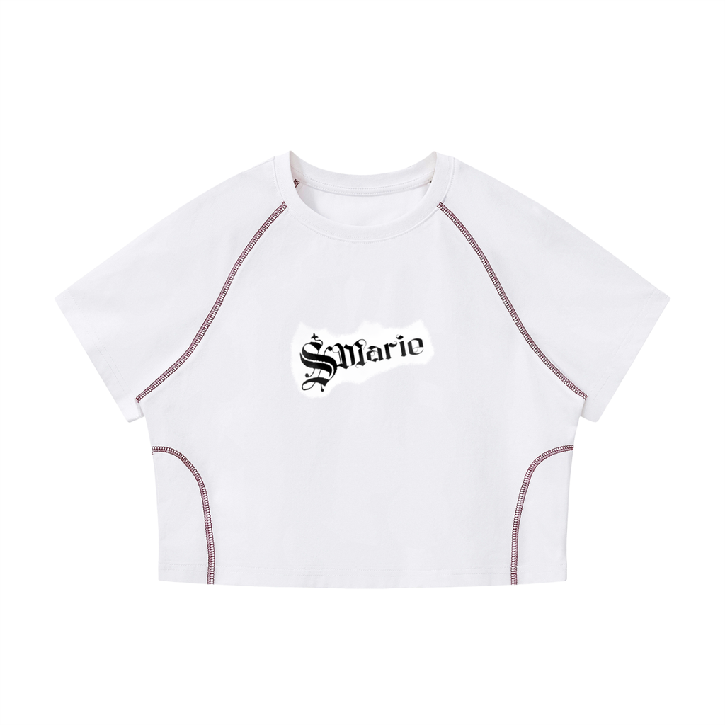 Women's Contrast Stitch Raglan Crop T-Shirt
