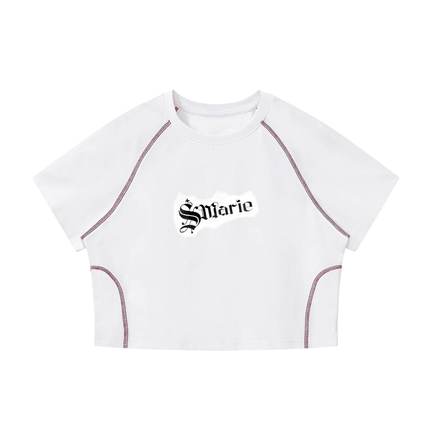 Women's Contrast Stitch Raglan Crop T-Shirt