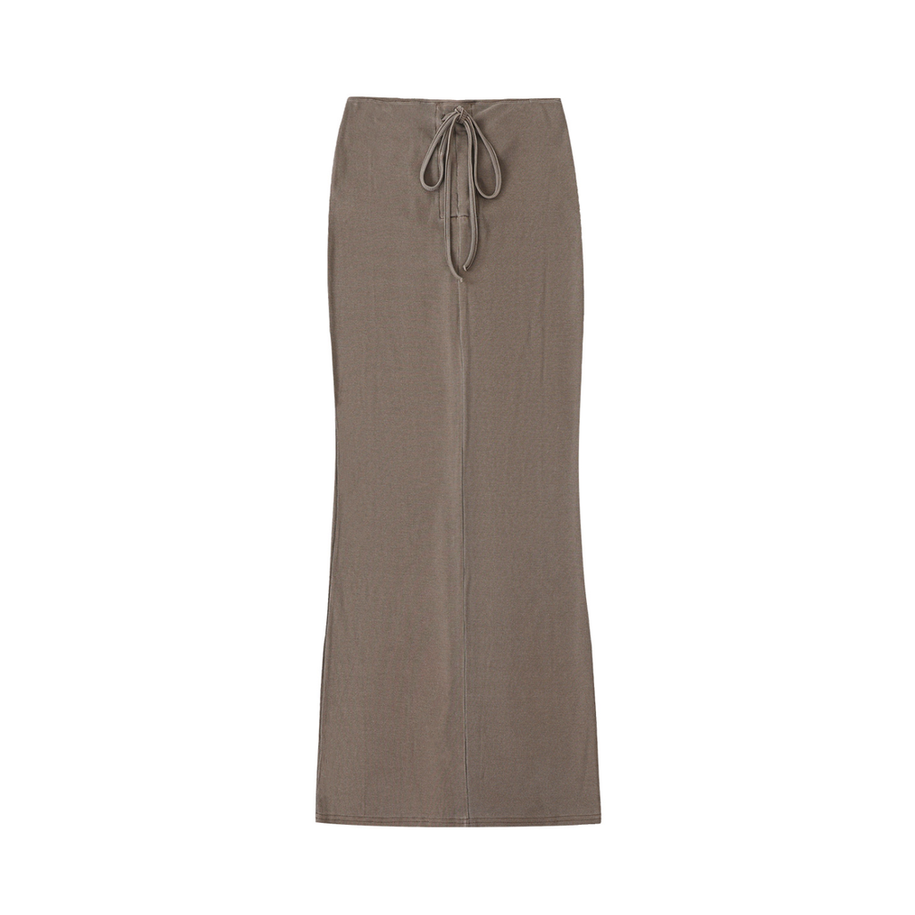 Dyed Washed Drawstring Maxi Skirt