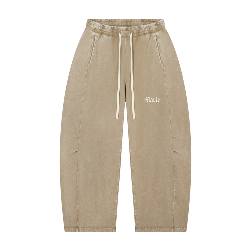 Unisex Mineral Wash Barrel Leg Pants