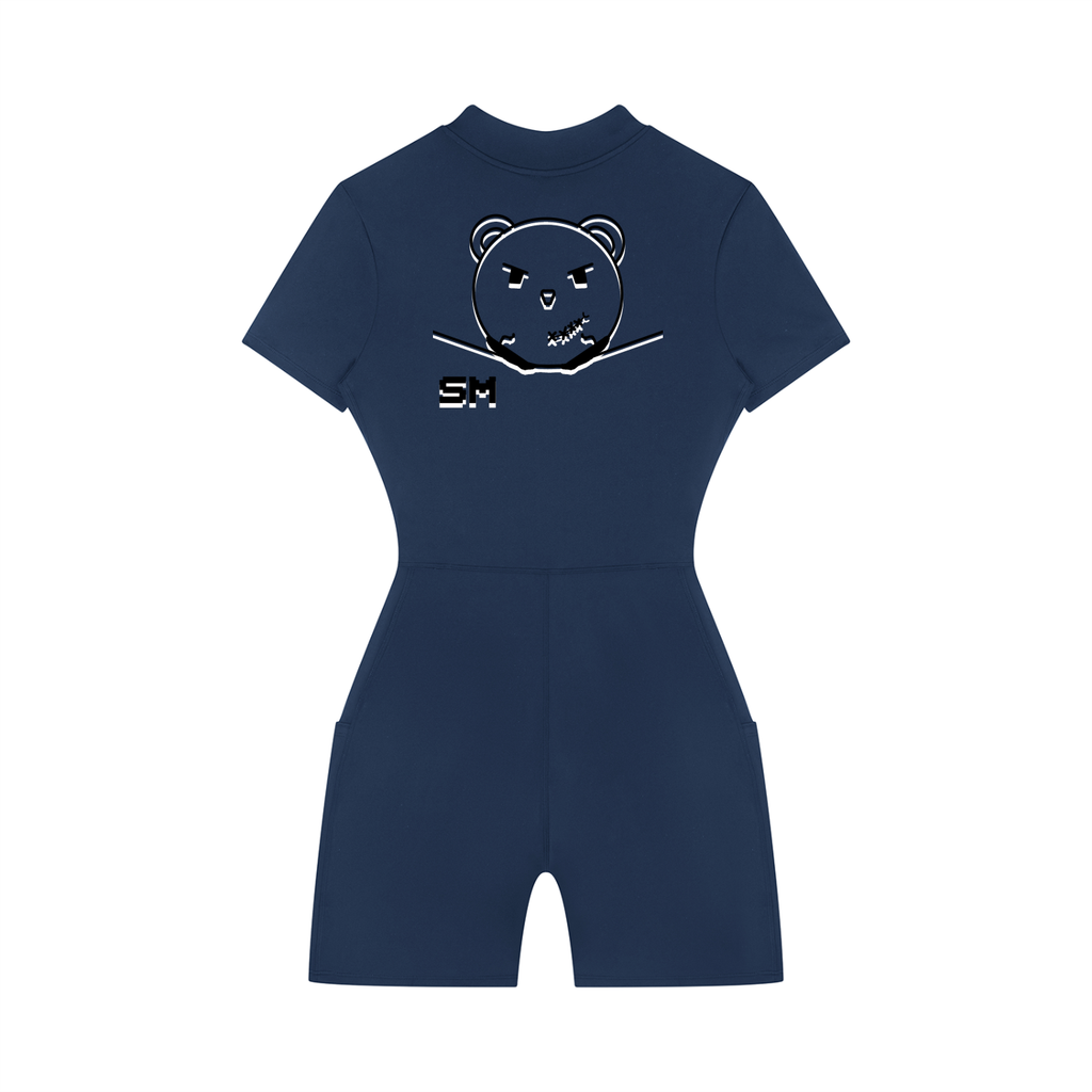 Women's Quarter-Zip Short Sleeve Romper