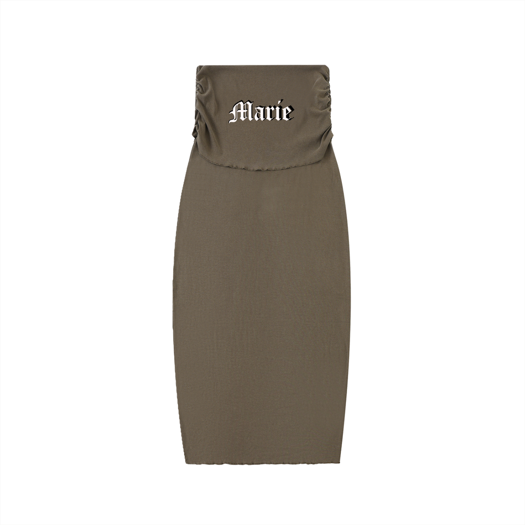 Dyed Washed Straight Hip-Hugging Slim Maxi Skirt